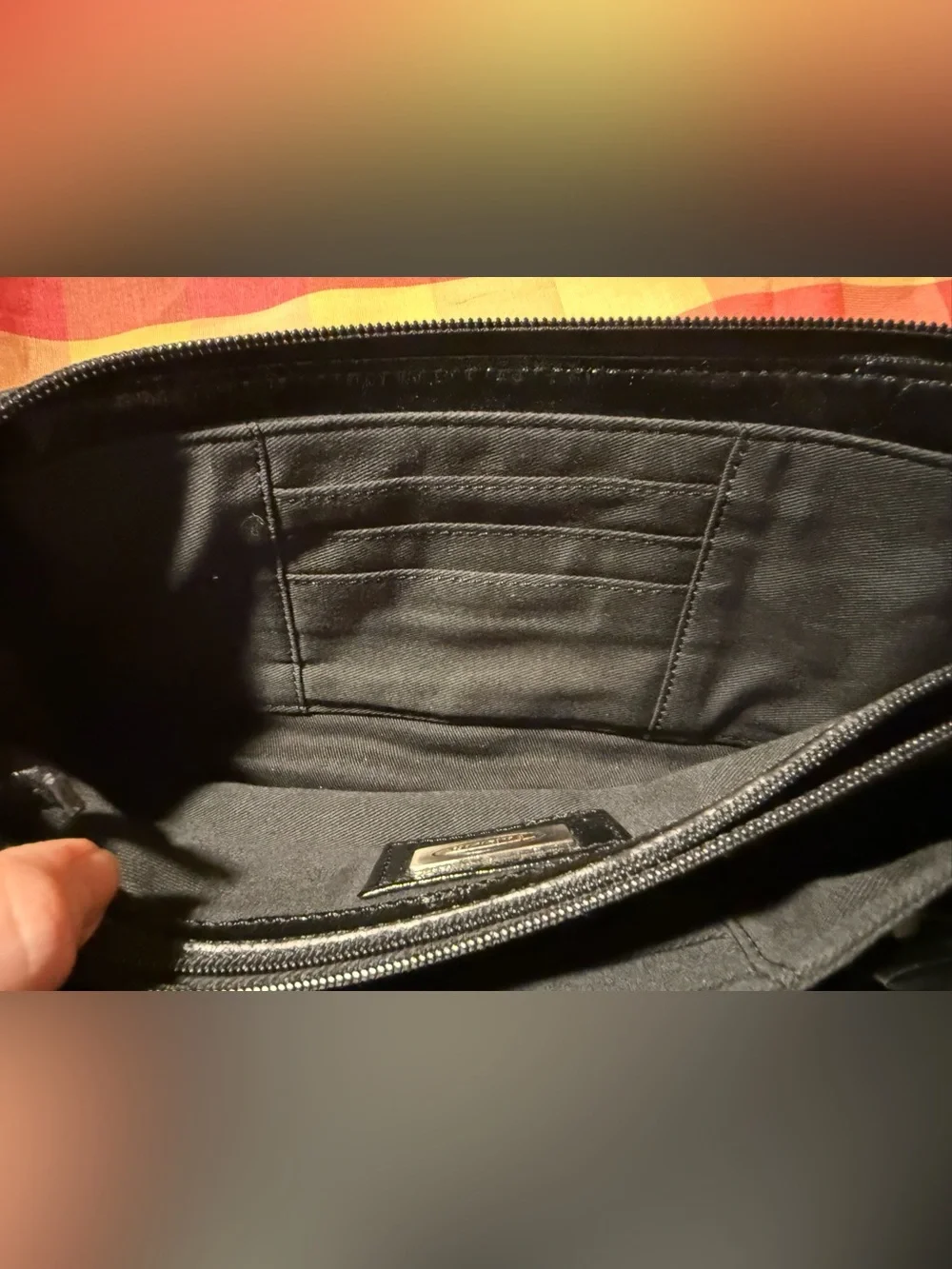 Talbots Black Quilted Patent Leather Clutch Wallet